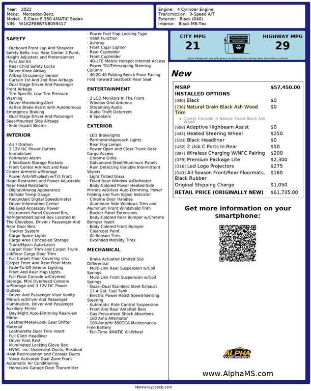 used 2022 Mercedes-Benz E-Class car, priced at $26,000