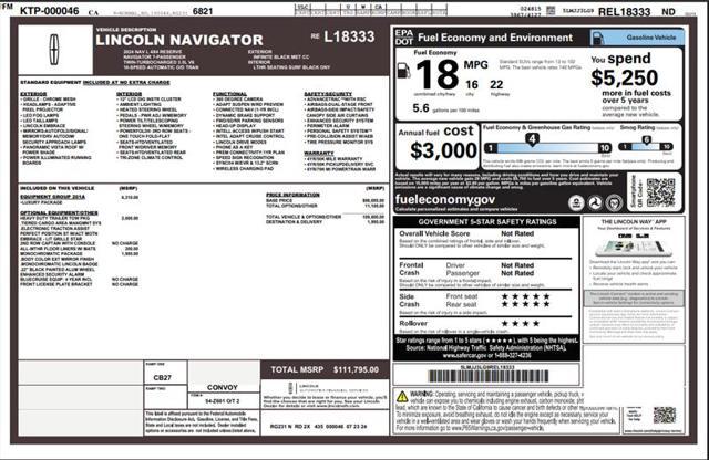 used 2024 Lincoln Navigator car, priced at $77,000