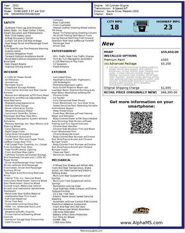 used 2021 Genesis GV80 car, priced at $41,000
