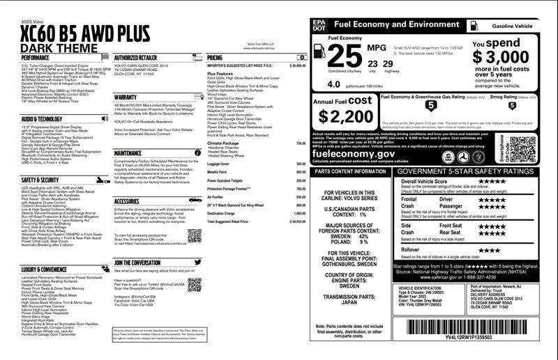 used 2023 Volvo XC60 car, priced at $31,000