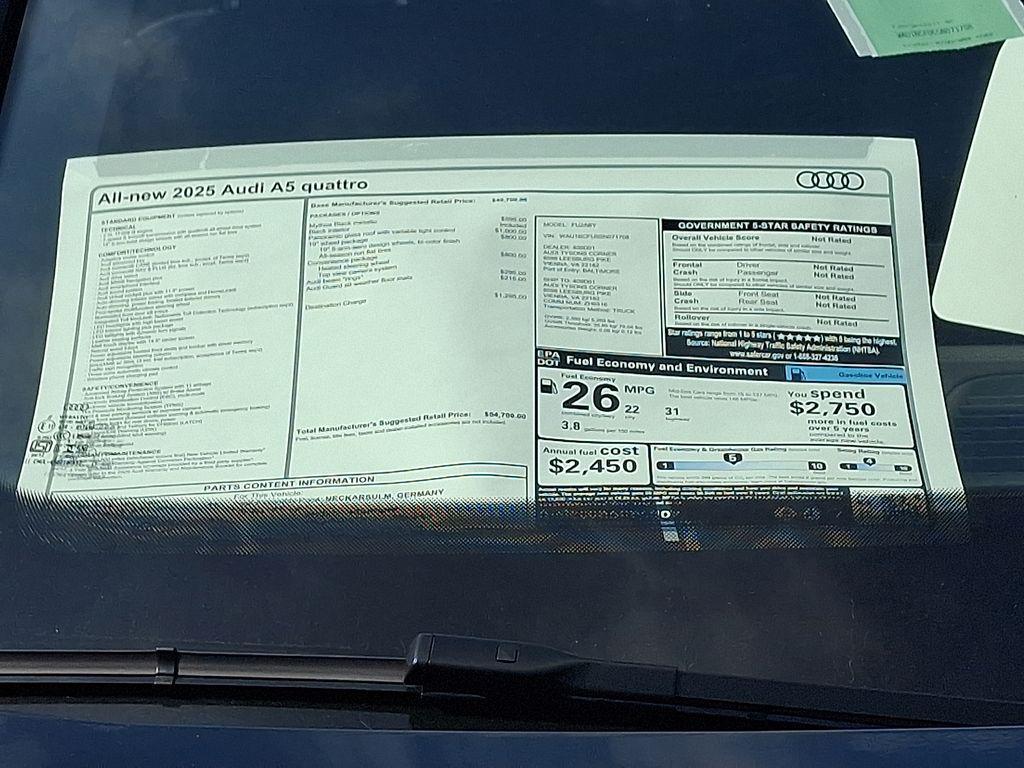 new 2025 Audi A5 car, priced at $54,700