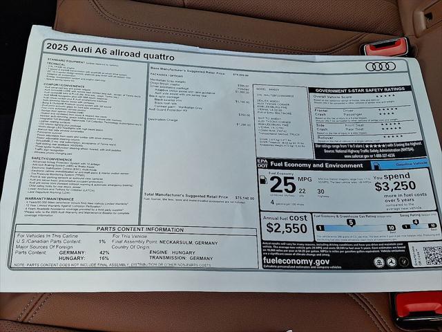 new 2025 Audi A6 car, priced at $75,140