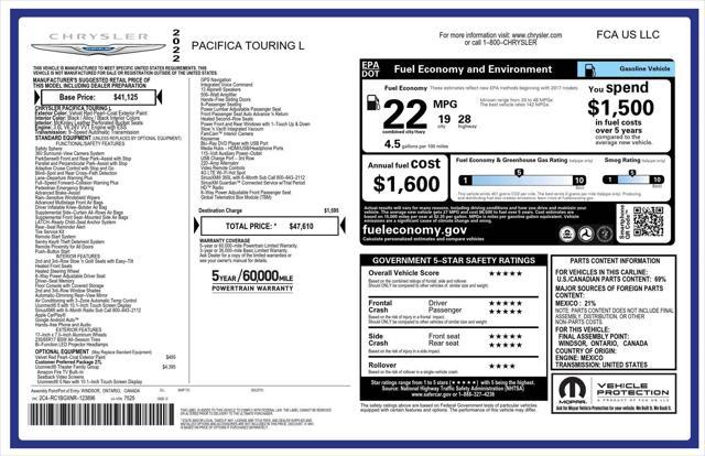 used 2022 Chrysler Pacifica car, priced at $24,990