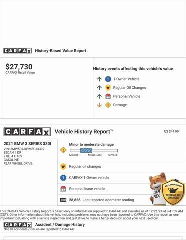 used 2021 BMW 330 car, priced at $24,686