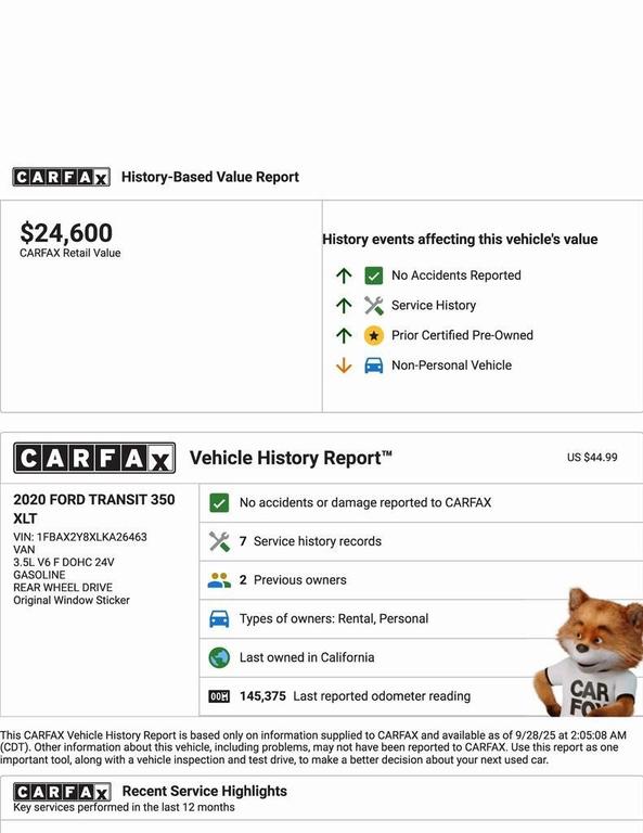 used 2020 Ford Transit-350 car, priced at $18,887