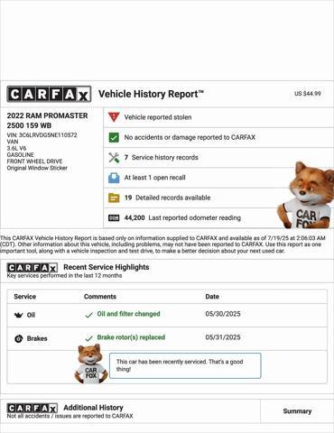 used 2022 Ram ProMaster 2500 car, priced at $26,603