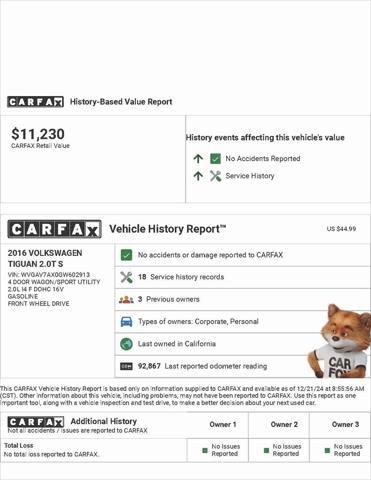 used 2016 Volkswagen Tiguan car, priced at $7,999