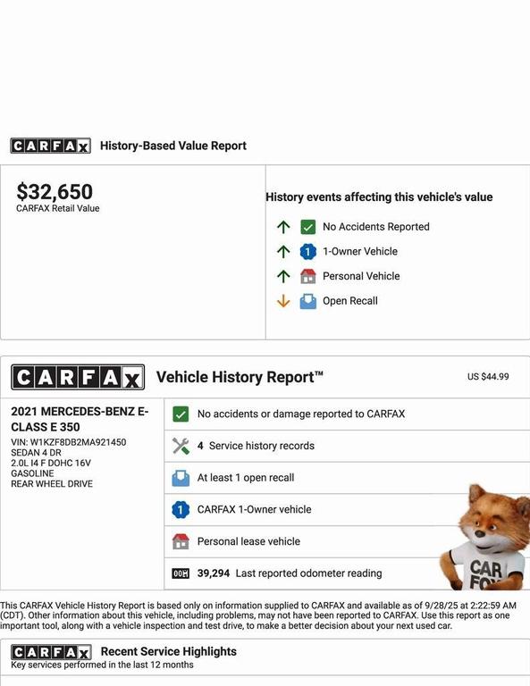 used 2021 Mercedes-Benz E-Class car, priced at $30,962