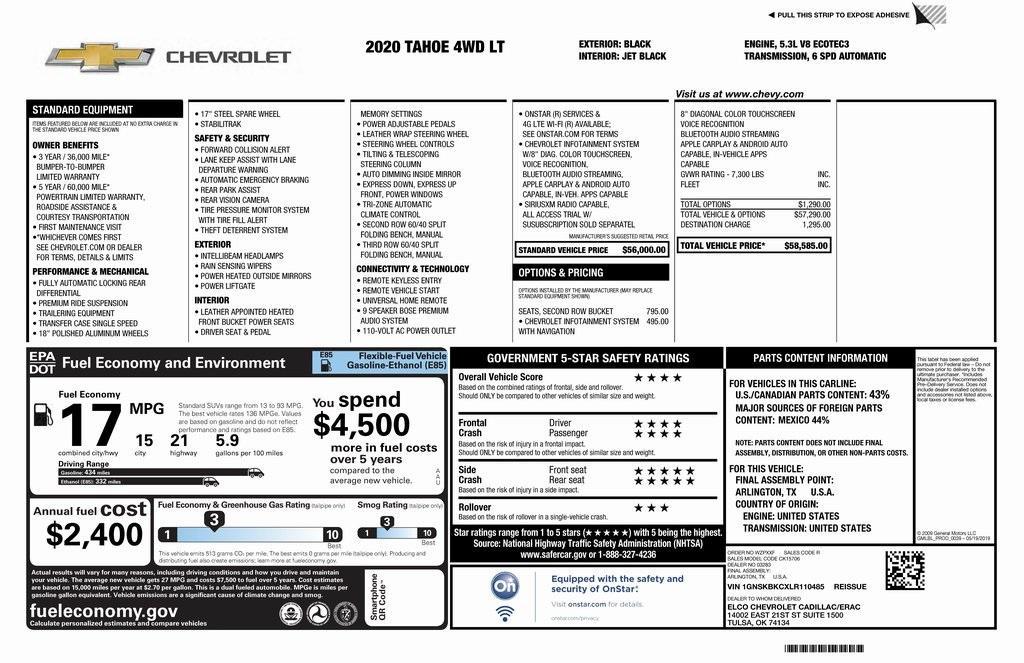 used 2020 Chevrolet Tahoe car, priced at $29,000