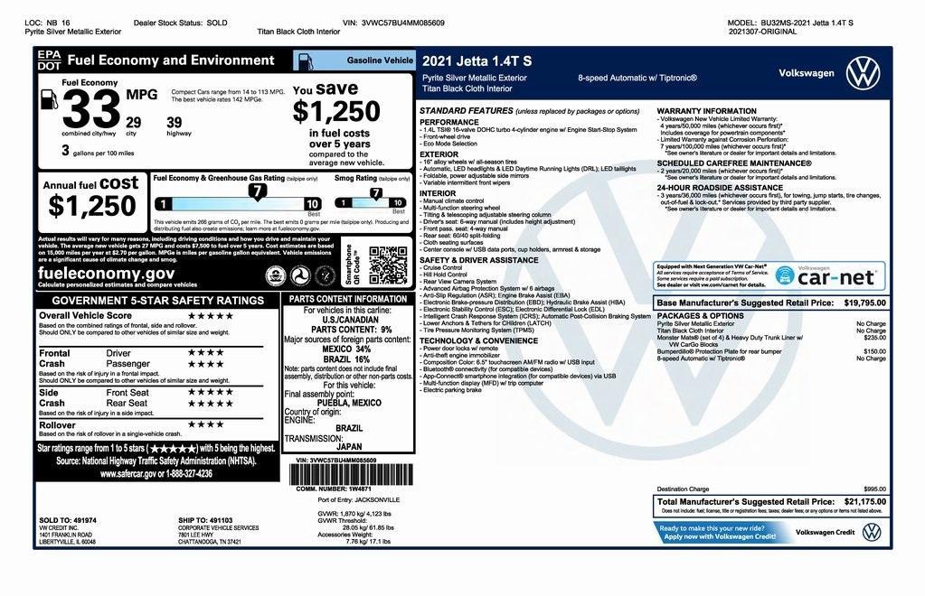 used 2021 Volkswagen Jetta car, priced at $18,000