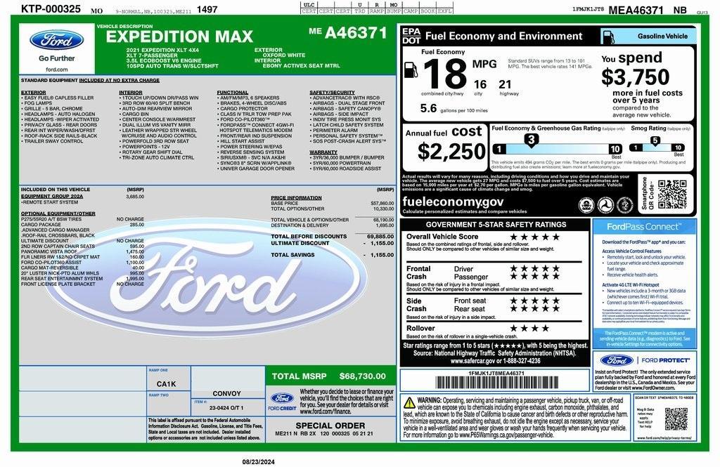 used 2021 Ford Expedition Max car, priced at $40,000