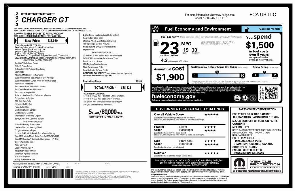 used 2023 Dodge Charger car, priced at $25,000