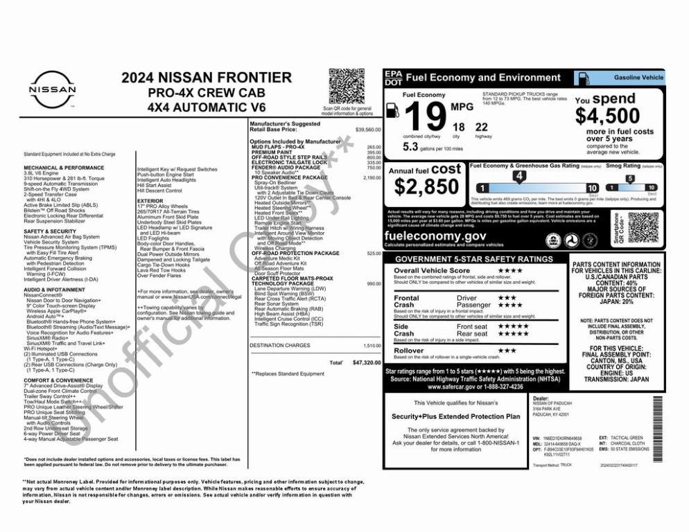used 2024 Nissan Frontier car, priced at $39,000