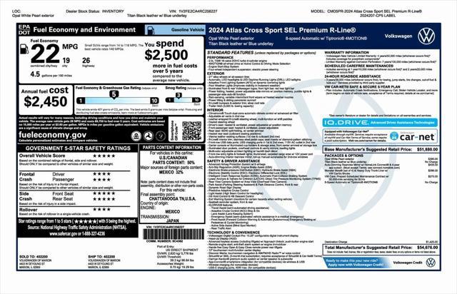 new 2024 Volkswagen Atlas Cross Sport car, priced at $52,176