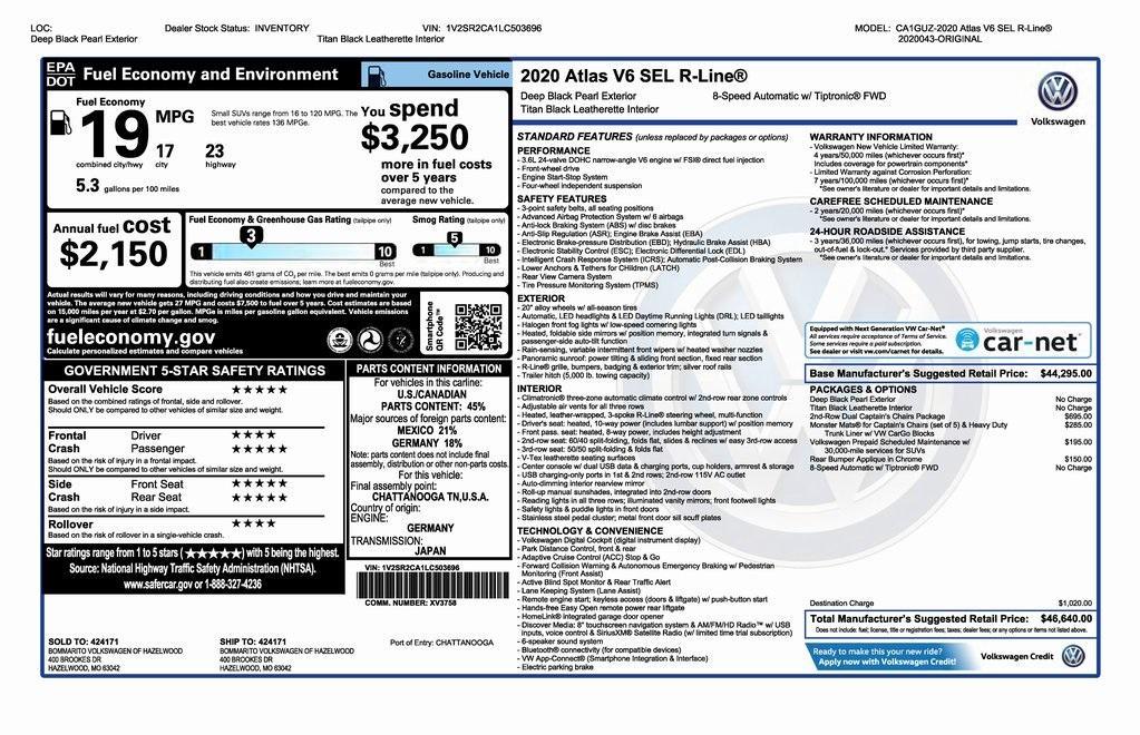 used 2020 Volkswagen Atlas car, priced at $26,000