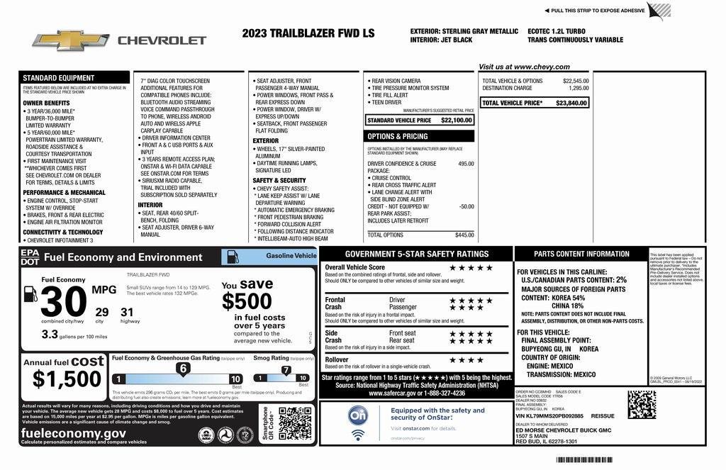 used 2023 Chevrolet TrailBlazer car, priced at $21,500