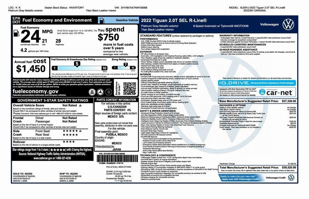 used 2022 Volkswagen Tiguan car, priced at $28,500