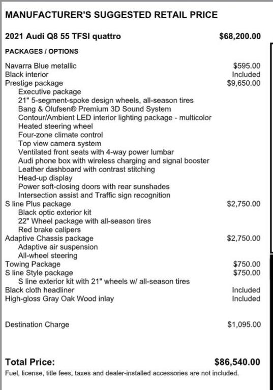 used 2021 Audi Q8 car, priced at $44,718