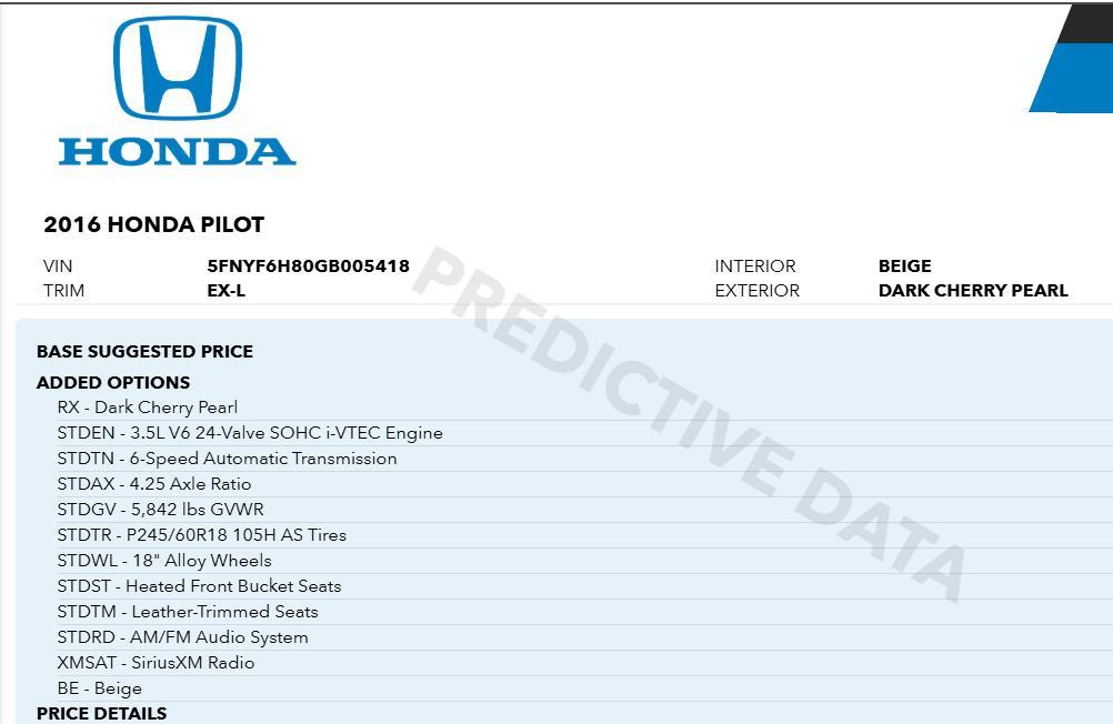 used 2016 Honda Pilot car, priced at $14,391