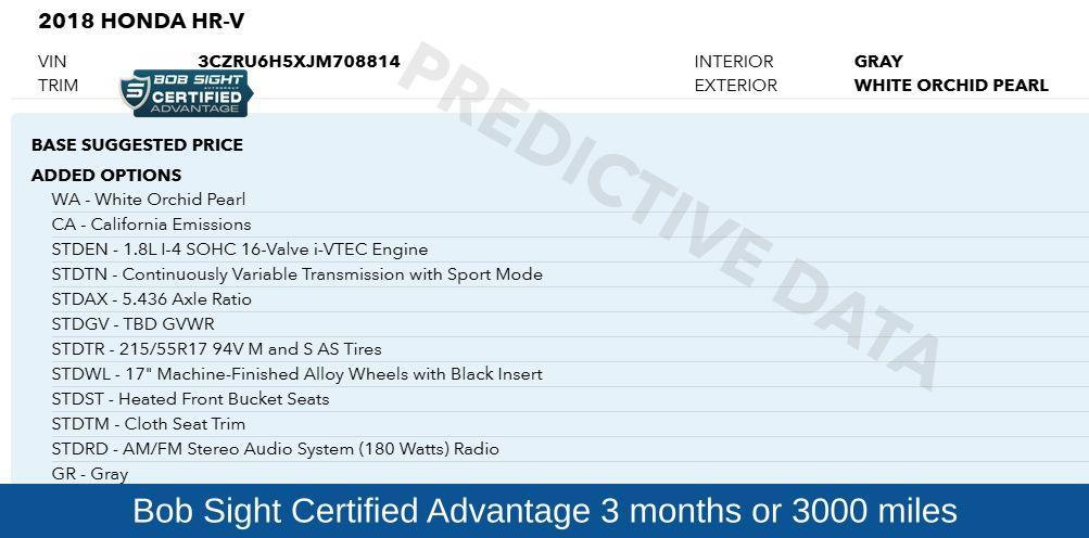 used 2018 Honda HR-V car, priced at $16,461