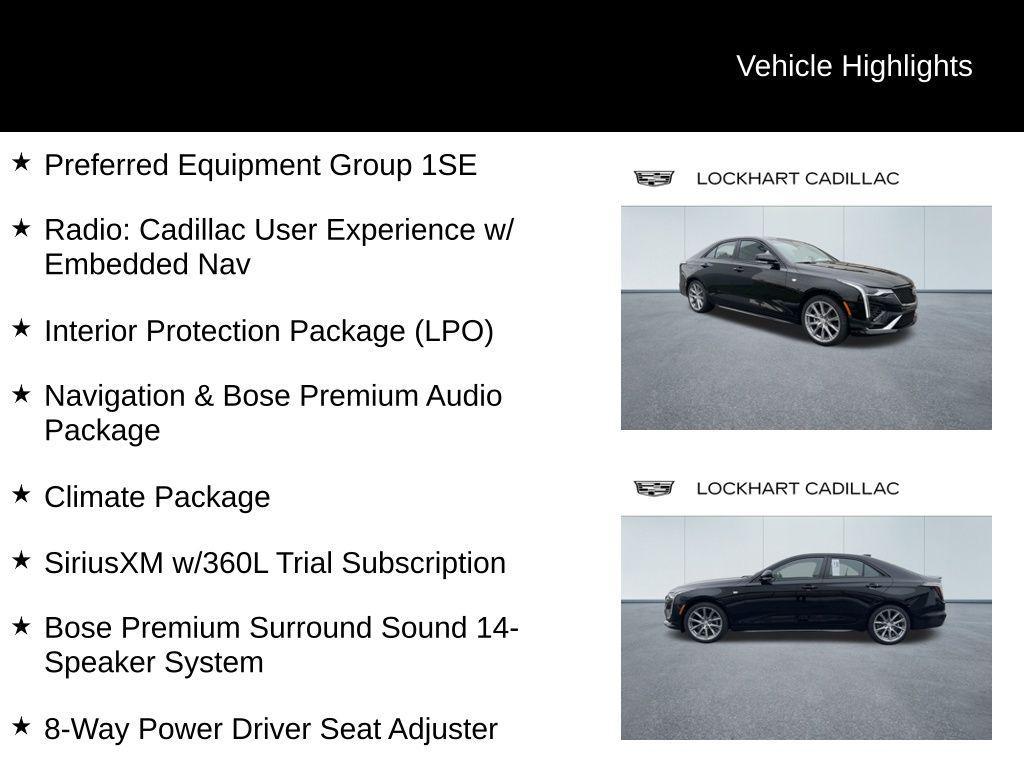 new 2025 Cadillac CT4 car, priced at $50,535