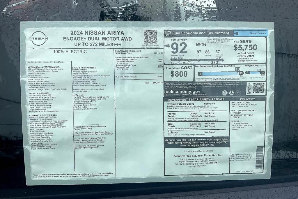 new 2024 Nissan ARIYA car, priced at $48,110