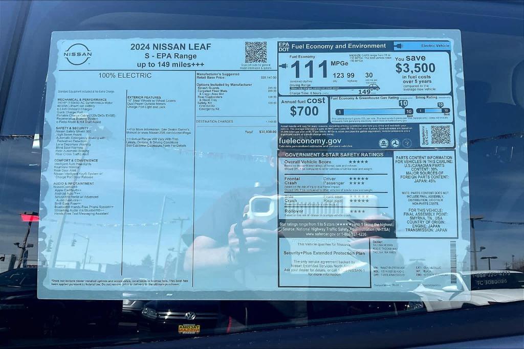 new 2024 Nissan Leaf car, priced at $28,590