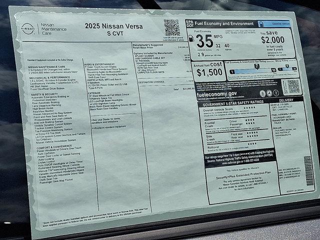new 2025 Nissan Versa car, priced at $21,495