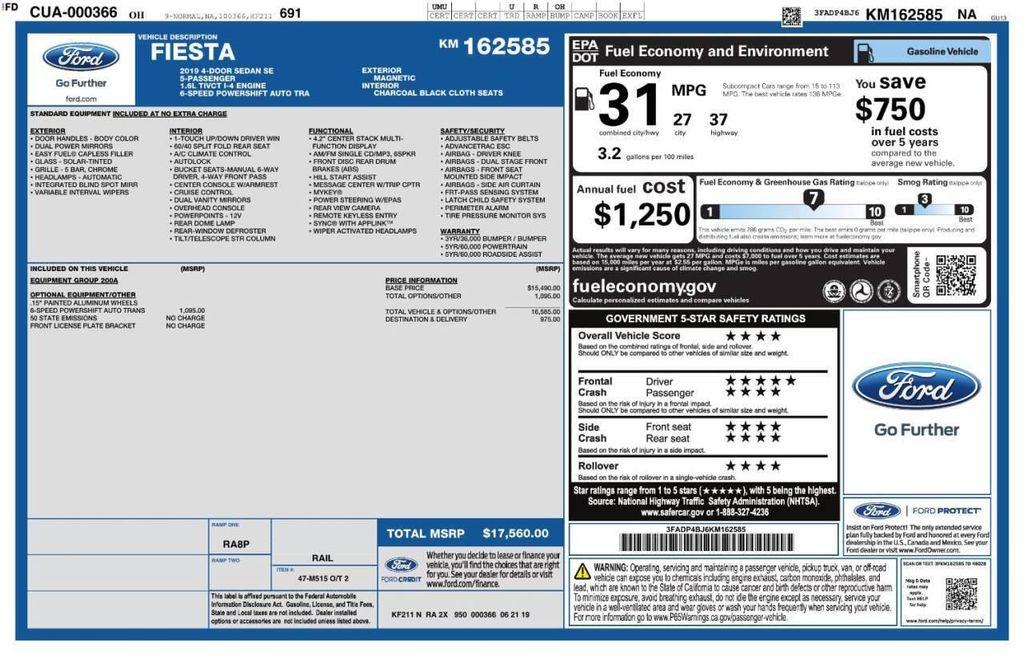 used 2019 Ford Fiesta car, priced at $8,525