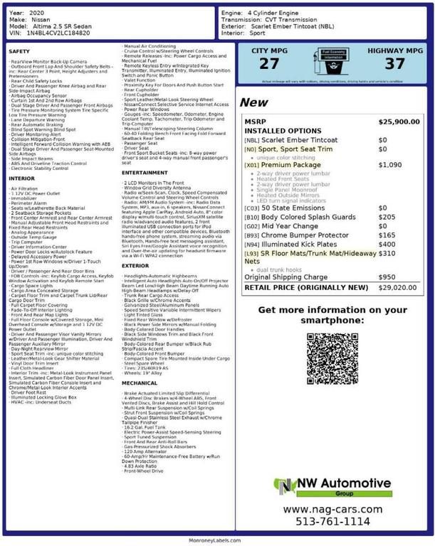 used 2020 Nissan Altima car, priced at $13,993