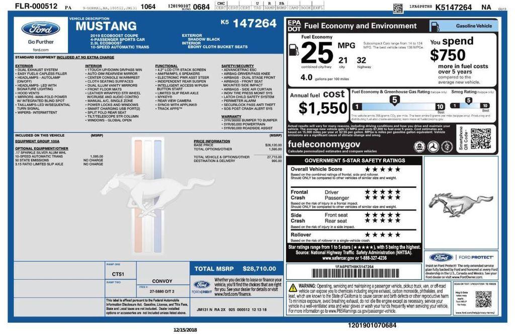 used 2019 Ford Mustang car, priced at $13,993