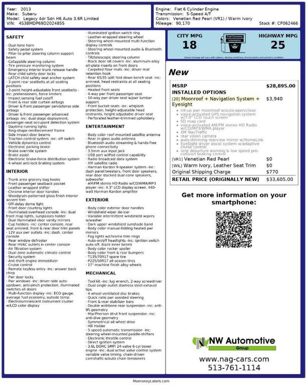 used 2013 Subaru Legacy car, priced at $10,993