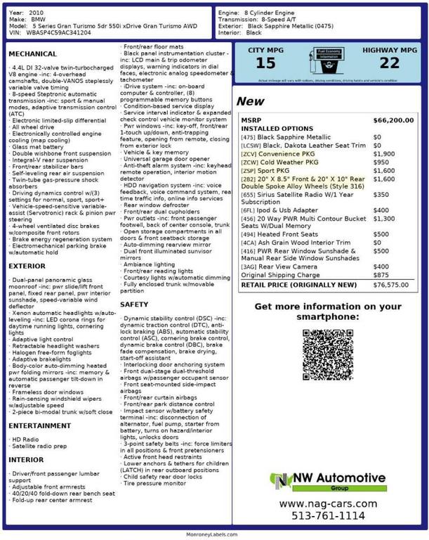 used 2010 BMW 550 Gran Turismo car, priced at $6,992