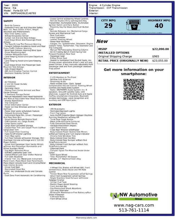 used 2020 Kia Forte car, priced at $10,993