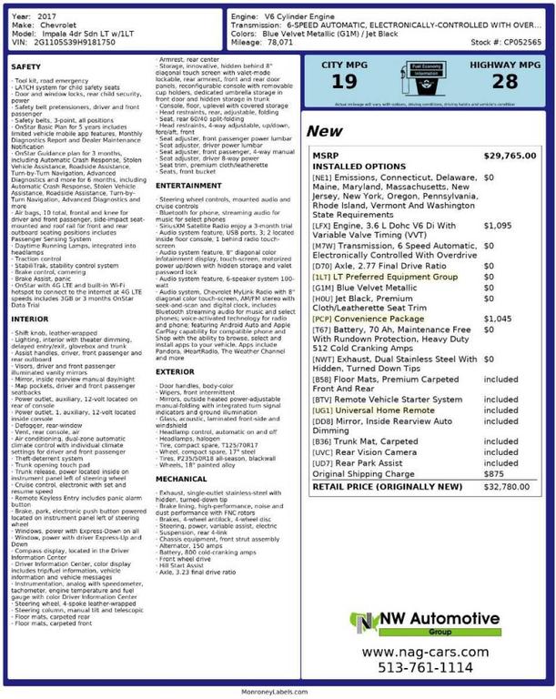 used 2017 Chevrolet Impala car, priced at $11,993