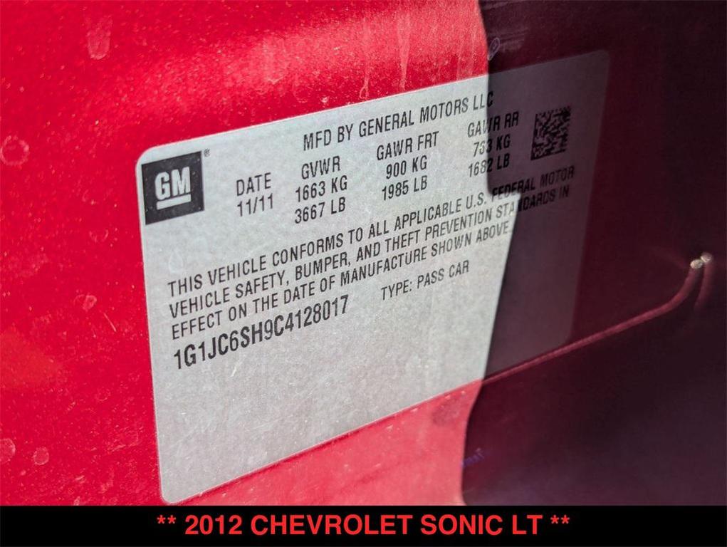 used 2012 Chevrolet Sonic car, priced at $3,200