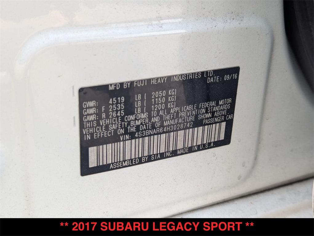 used 2017 Subaru Legacy car, priced at $14,000