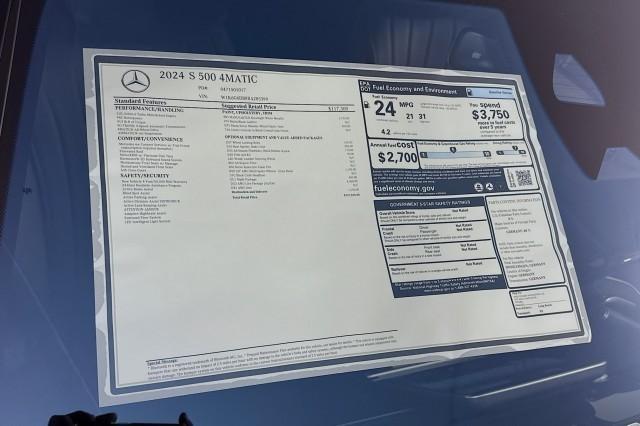 new 2024 Mercedes-Benz S-Class car, priced at $127,815