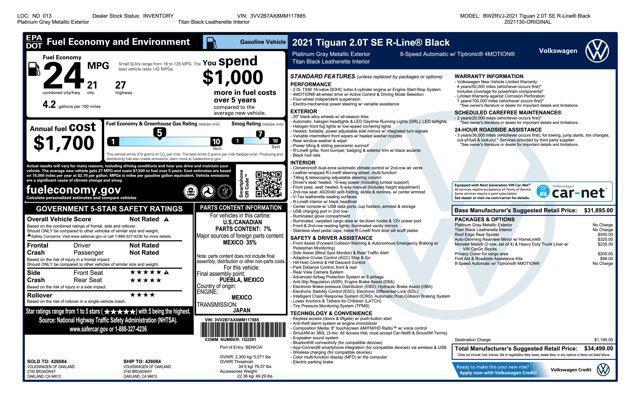 used 2021 Volkswagen Tiguan car, priced at $24,471