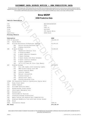 new 2024 BMW i5 car, priced at $68,382