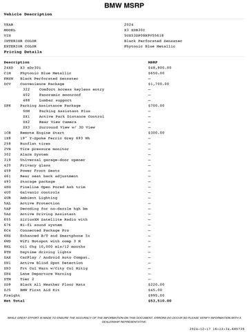 used 2024 BMW X3 car, priced at $49,982