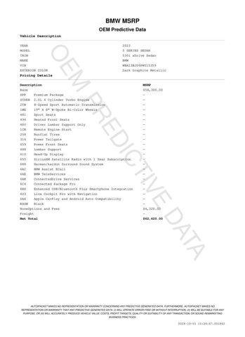 used 2023 BMW 530 car, priced at $39,487