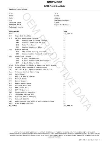 new 2025 BMW M440 car, priced at $79,080