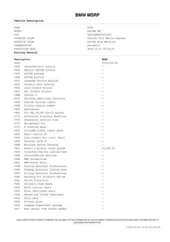 new 2026 BMW ALPINA XB7 car, priced at $162,625