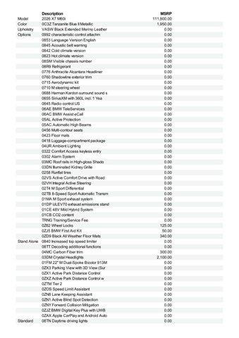 new 2026 BMW X7 car, priced at $124,440