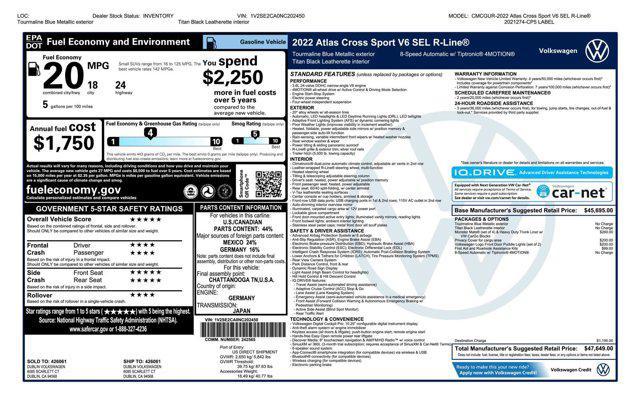 used 2022 Volkswagen Atlas Cross Sport car, priced at $32,455