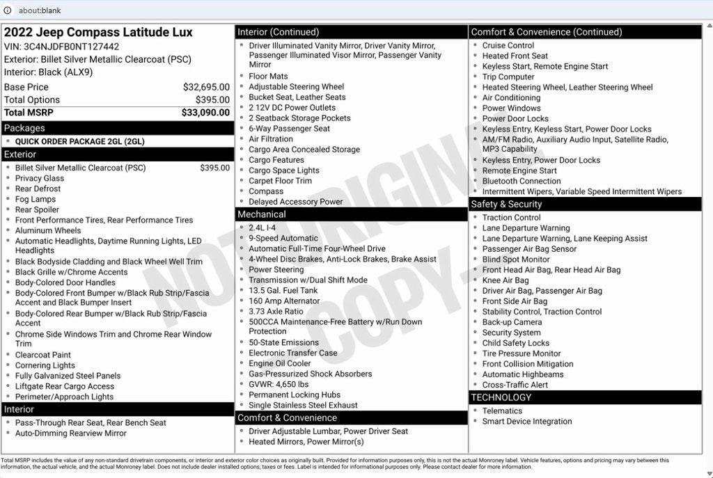 used 2022 Jeep Compass car, priced at $22,913