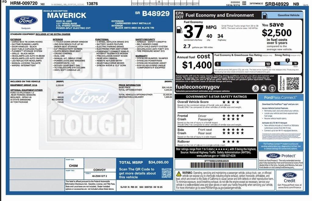 new 2025 Ford Maverick car, priced at $33,292