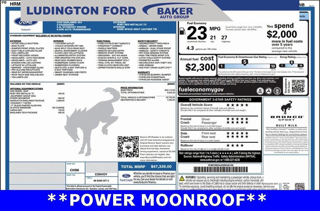 new 2025 Ford Bronco Sport car, priced at $44,082