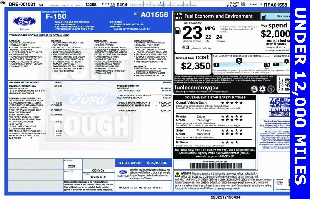 used 2024 Ford F-150 car, priced at $62,995